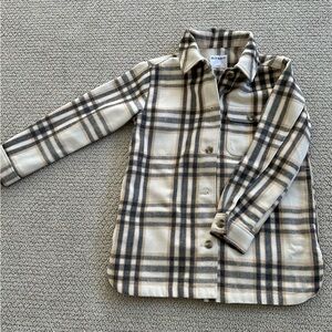 Old Navy Plaid Shacket - Cream and Black
